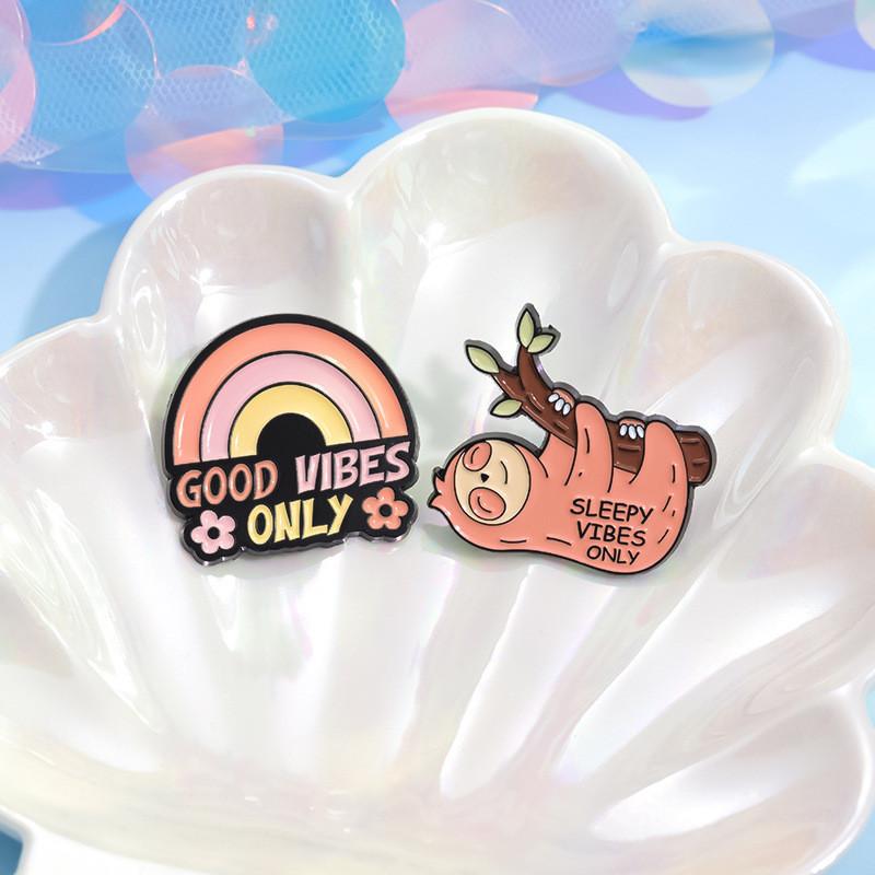 Unique Cartoon Style Sloth Shaped Brooch Badge With Colorful Rainbow Glasses For Holiday Vibes