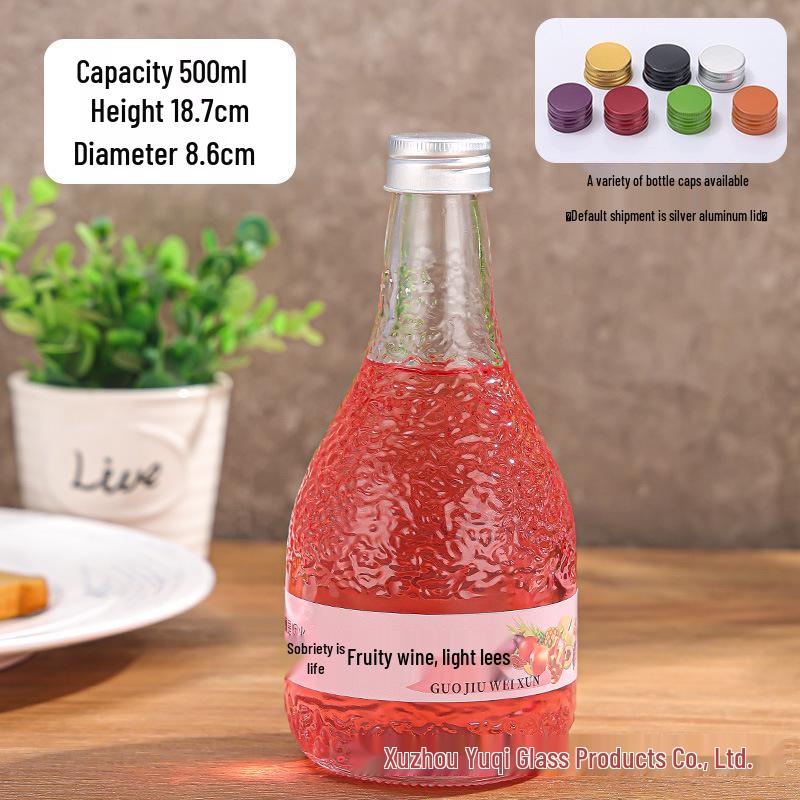 In-Stock Orange Peel Texture Wine Glass Bottle for Home Brewing - Small Sealed Bottle for Fruit, Plum, Red Wine.