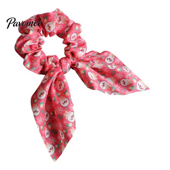 Kadın Kızlar İçin Noel Temalı Saç Tokaları Scrunchies, Kurdele Fiyonklu Elastik At Kuyruğu Tutucular, Cilt Dostu Aksesuarlar Yumuşak Kumaş Tatil Partisi &