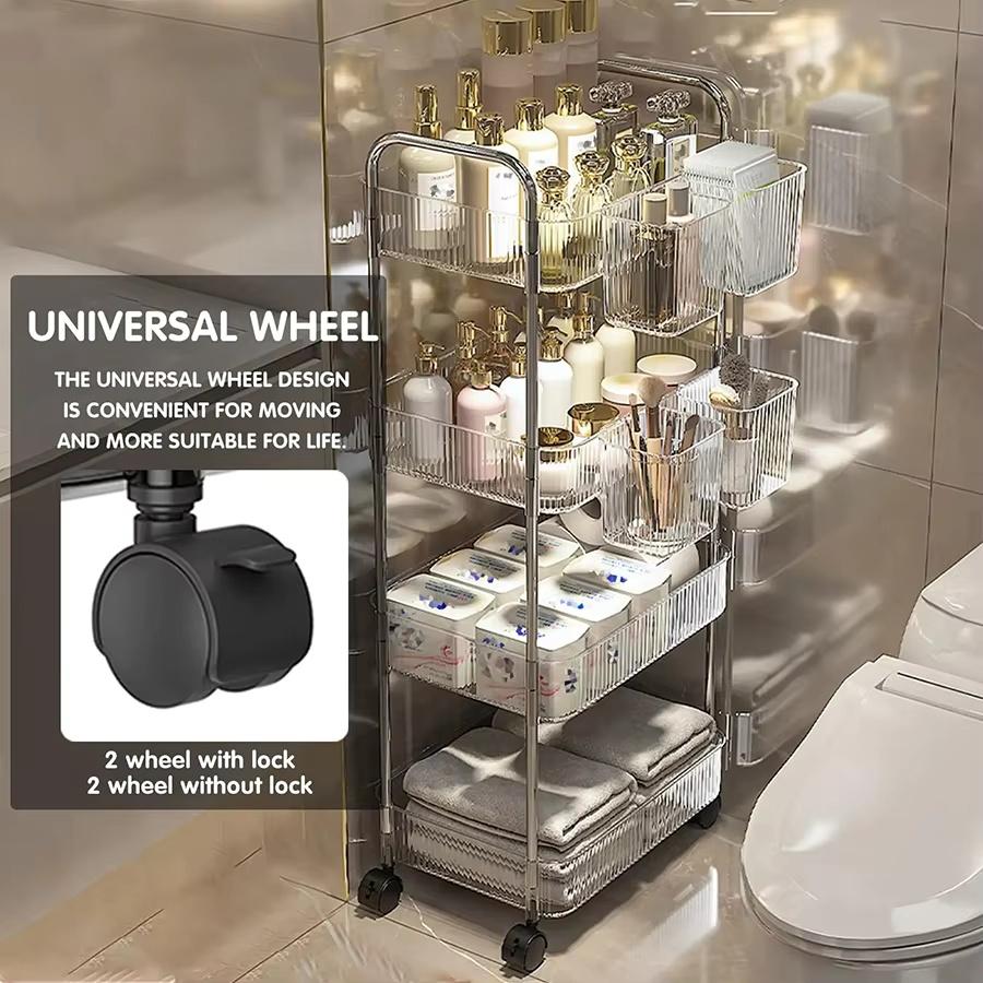 Storage Rolling Cart Clear Transparency Room Organization Multifunction Rolling Utility Cart Free Storage Box Office Living Room