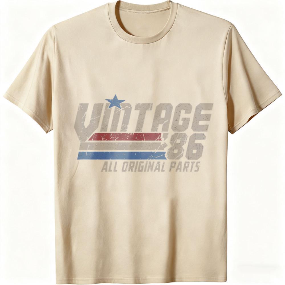 Vintage 86 All Original Parts Summer Men TShirt Retro American Style Casual Wear For Birthday Gift For Him