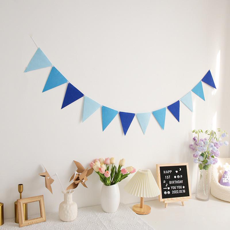 Retro Mori Brown Non-woven Kindergarten Decoration Pennant – Colorful Outdoor Birthday Flag String