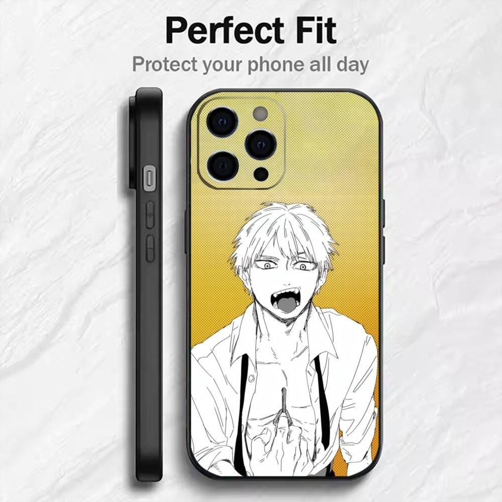Hot-Anime C-ChainSaw-MAN Phone Case For iPhone17,16,15,14,13,12 Plus,Max Soft Silicone Black Cover iPhone15pro