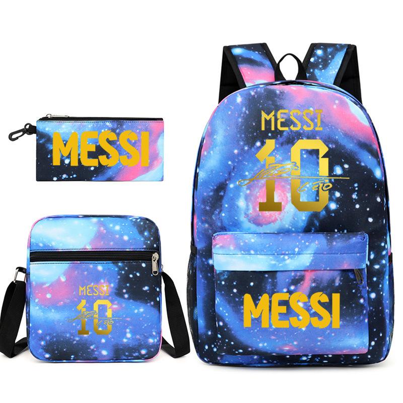 Large Capacity Schoolbag with Shoulder Strap; Student Three-piece Pencil Case Set