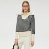 GOELIA Women's Striped Lapel Knit Sweater