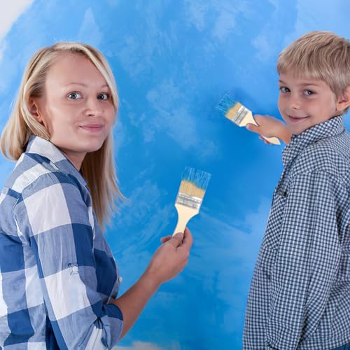 POPETPOP Pinceaux de Peinture, en Bois, Set de 10 Pièces, Polyvalents, Poils Blancs, pour Loisirs Créatifs sur PC, Peinture, Peintures à Base d'Eau et à Base d'Huile, Polyvalent Sou