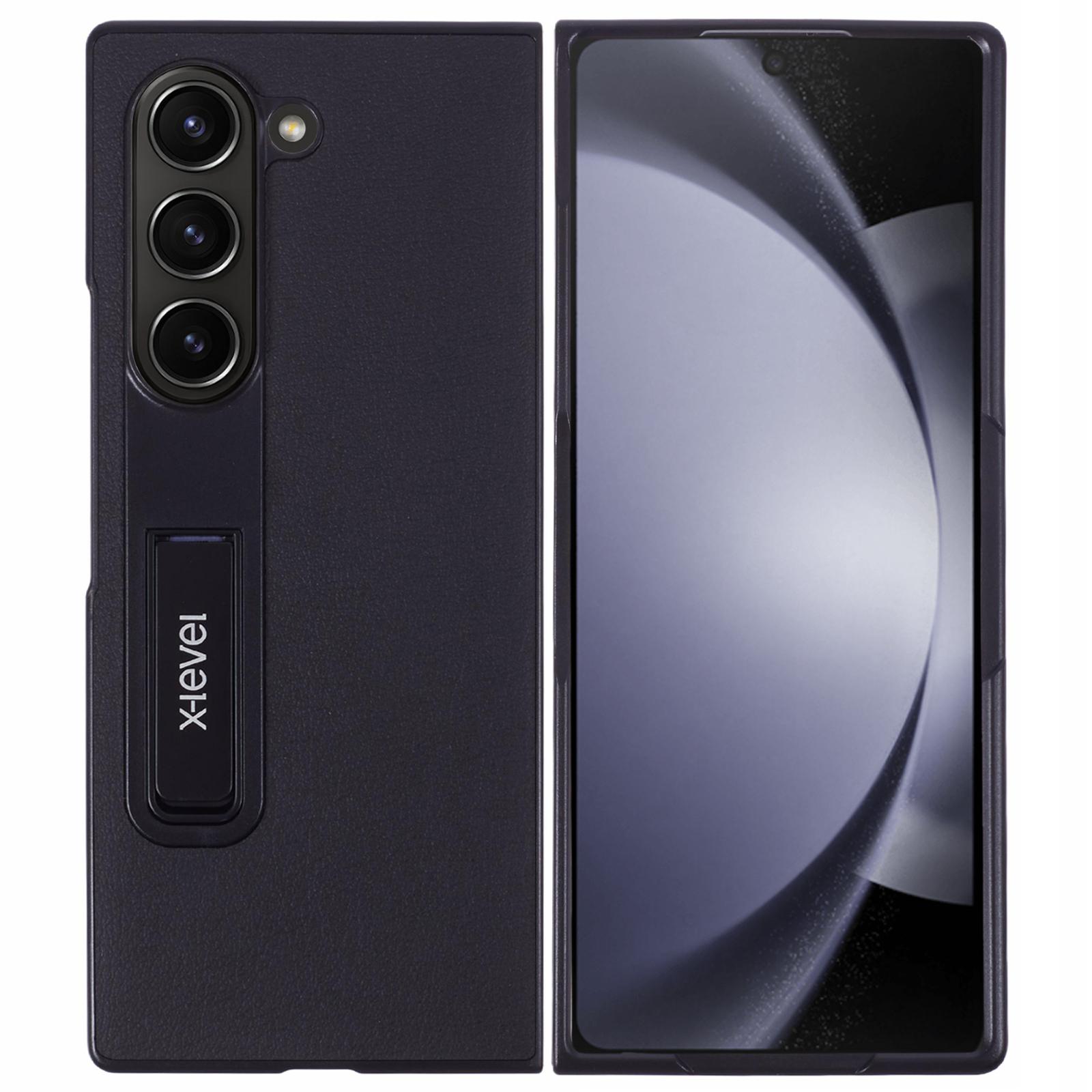 

For Samsung Galaxy Z Fold6 5G Magnetic Kickstand Phone Case PU Leather+PC Phone Cover Black