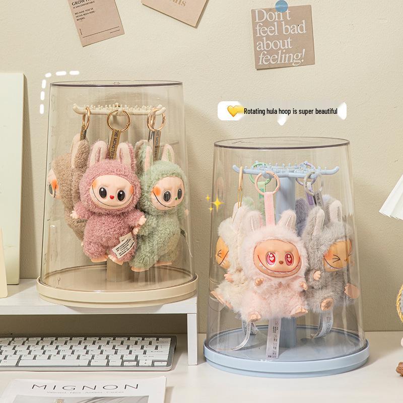 Rotating Labubu Plush Doll Display Box & Charm Stand