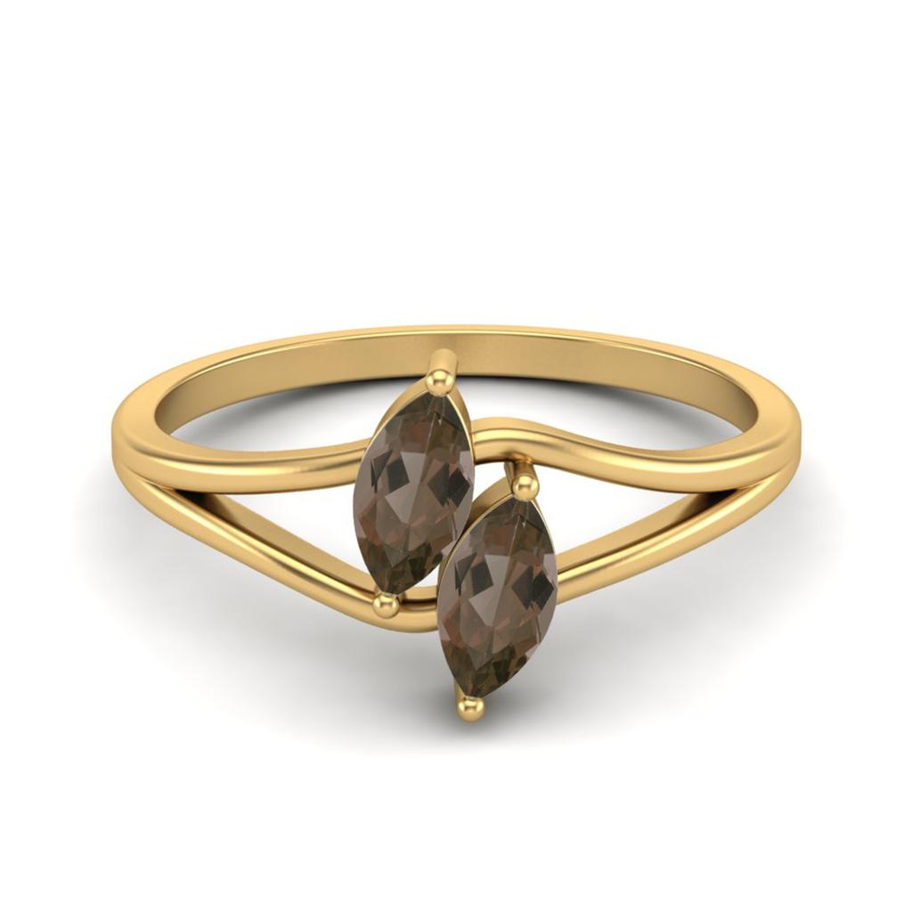6X3mm Marquise Smoky Quartz 925 Sterling Silver Gold Vermeil Split Shank Women Engagement Ring