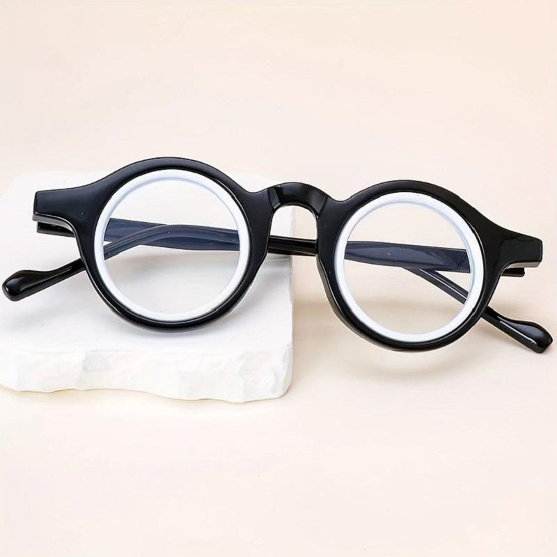 New Men Women Anti Blue Glasses Vintage Fashion Versatile Color Blocking Eyeglasses Unisex Circle Blocking Blue Light Eyewear