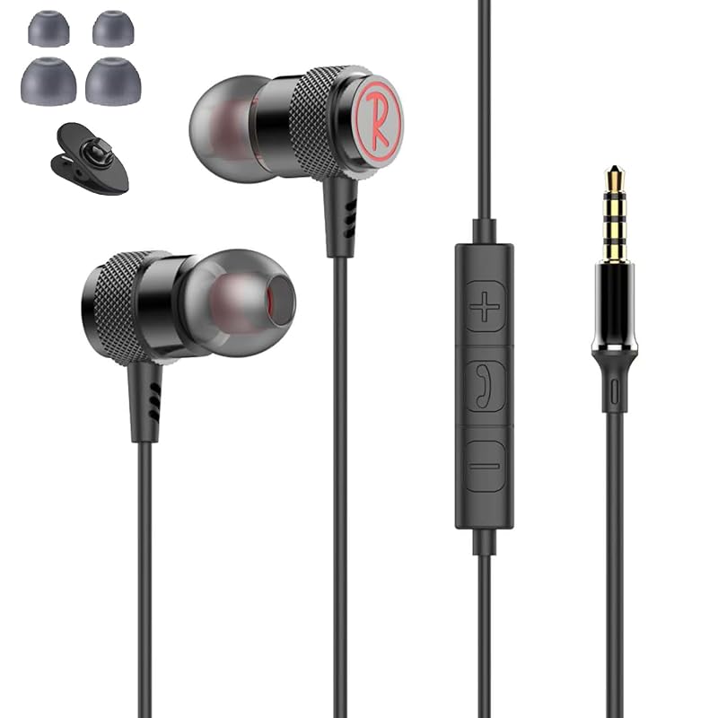 

[2025 New Release] Earphones wired earphones 3.5mm jack noise canceling with microphone Call available HIFI sound quality Volume control Comfortable