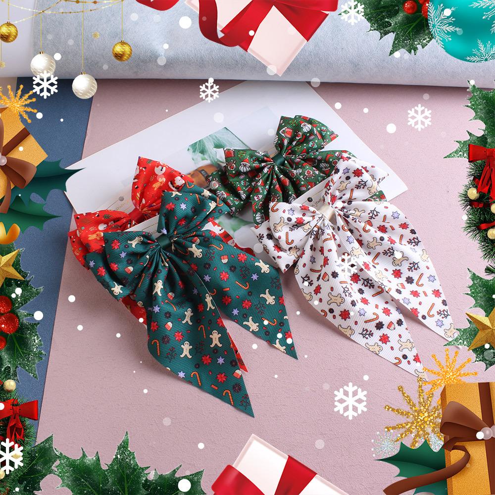 New Christmas Ribbon Hair Spring Clip Festive Atmosphere Cute Hair Tie Hair Ring Hair Accessory Hair Clip