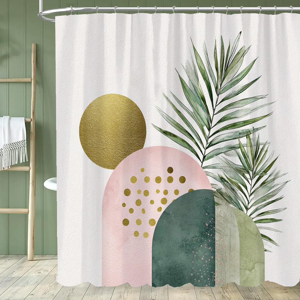 Boho Abstrakt Cartoon Regenbogen Muster Duschvorhang, Moderner Minimalistischer Badezimmer Vorhang, Heimdeko Vorhang Mit Haken