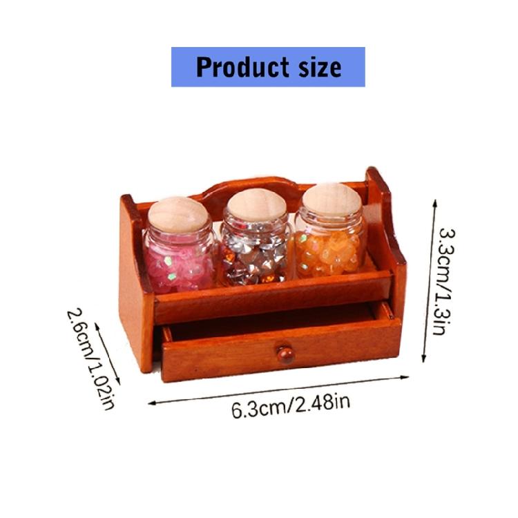 Miniature Wooden Jar Organizer 1/12 Scale Dollhouses Furniture Retro Kitchen Decors MultiPurpose Display Shelf