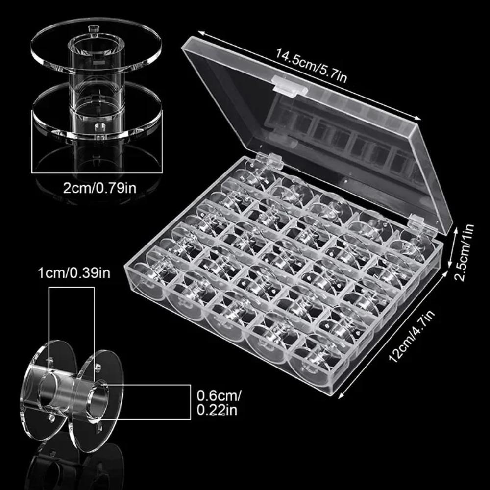 25PCS Sewing Machine Bobbins Reusable Sewing Machine Empty Bobbins with Storage Box for Household DIY Sewing Accessories Tools
