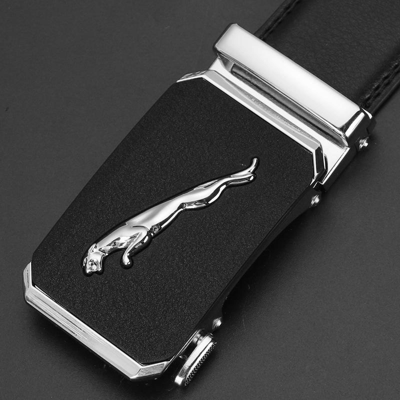 Leopard Frosted Automatic Buckle Two Layer Cowhide Belt Men's Cowhide Belt