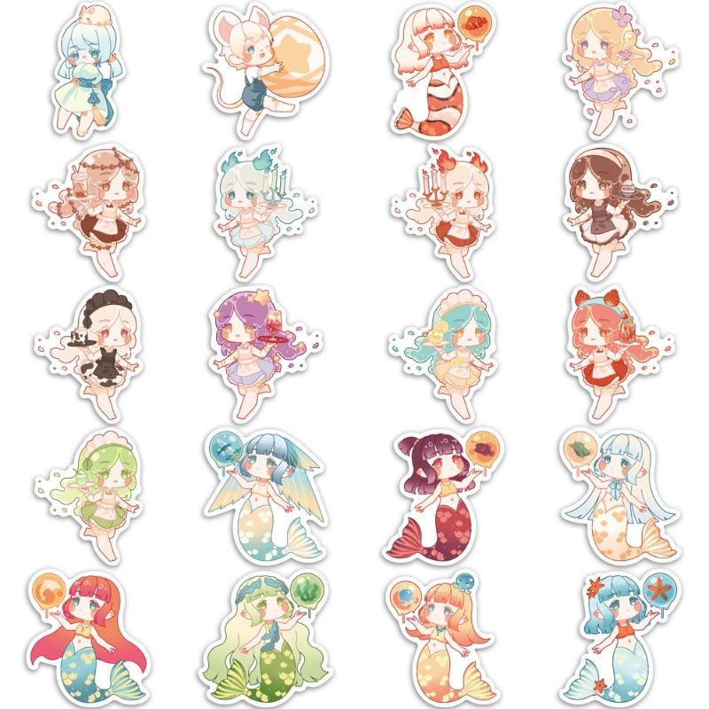Kawaii Cat-klistremerke Søt jente-klistremerke Kawaii tegneserie prinsesse-pike-klistremerke Nydelig klistremerke for DIY dekorative utklippsbokflaske bagasje