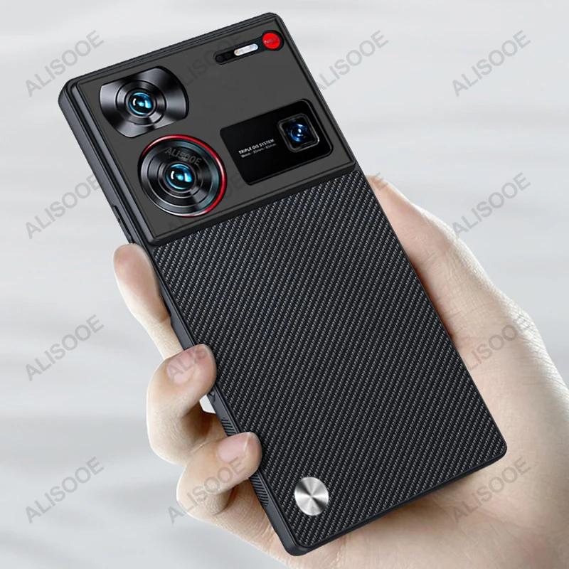 Custodia Antiurto per Nubia Z60 Ultra Cover in PU con Texture Fibra di Carbonio Protezione Cover per Telefono per Nubia Z60 Ultra 5G Capa
