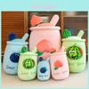 Fruit Milk Tea Plush Toy Watermelon Peach Cushion For Kids And Teens