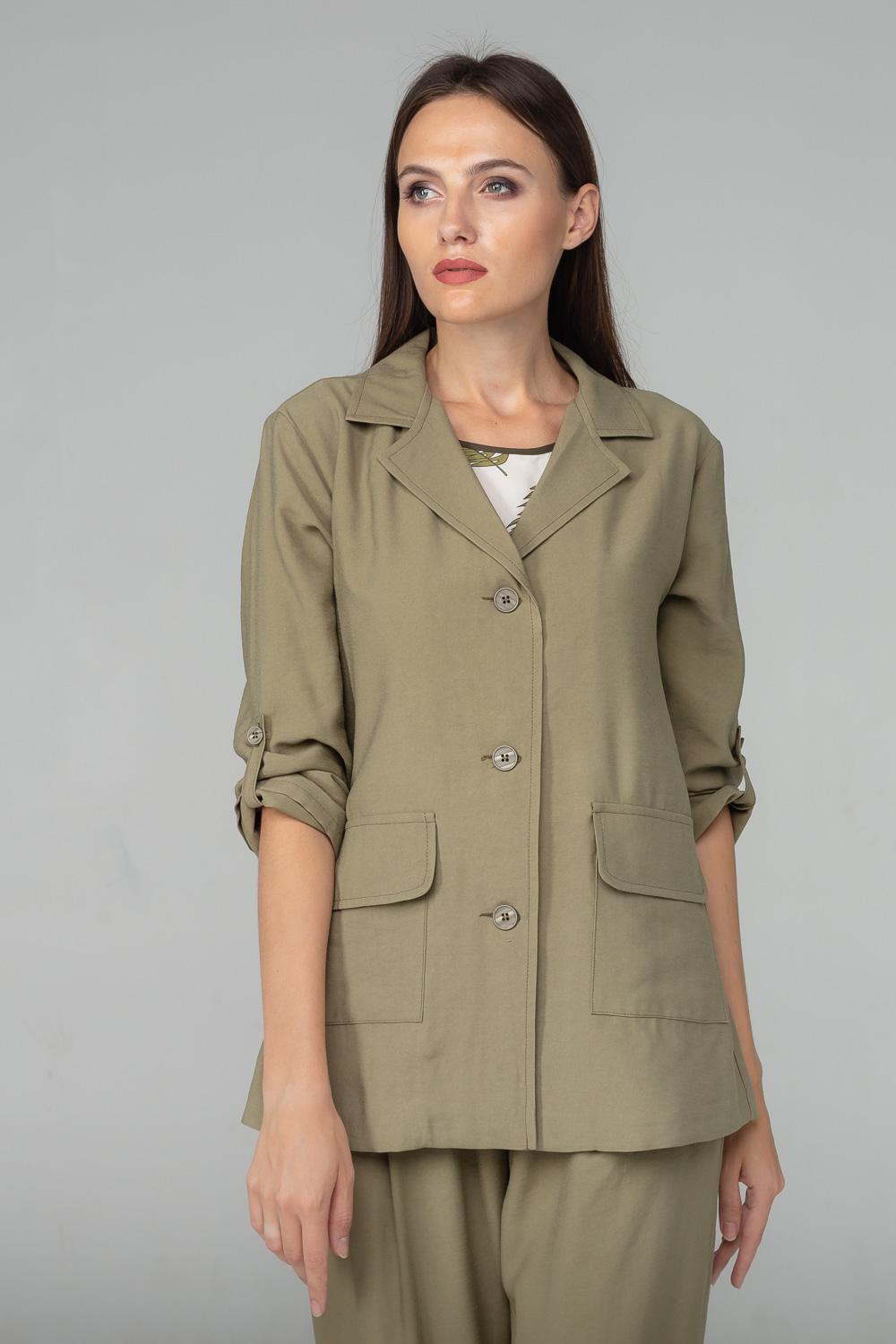 

Прямий піджак без підкладки з легкої тканини різні кольори 40 лорел зелений колір