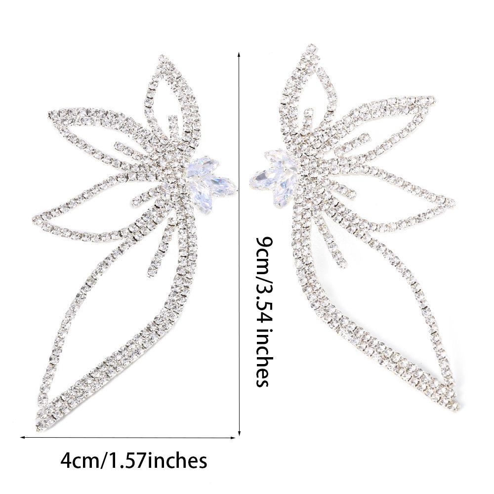 Stonefans Rhinestone Wing Shape Earrings for Women Personality Bride Party Zircon Crystal Flower Earring Wedding Jewelry