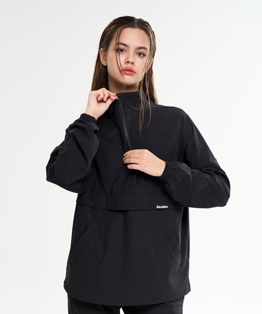 Lazybee [Summer] Airlight Stretch Multisport Running Windbreaker Anorak Jacket Top W Black