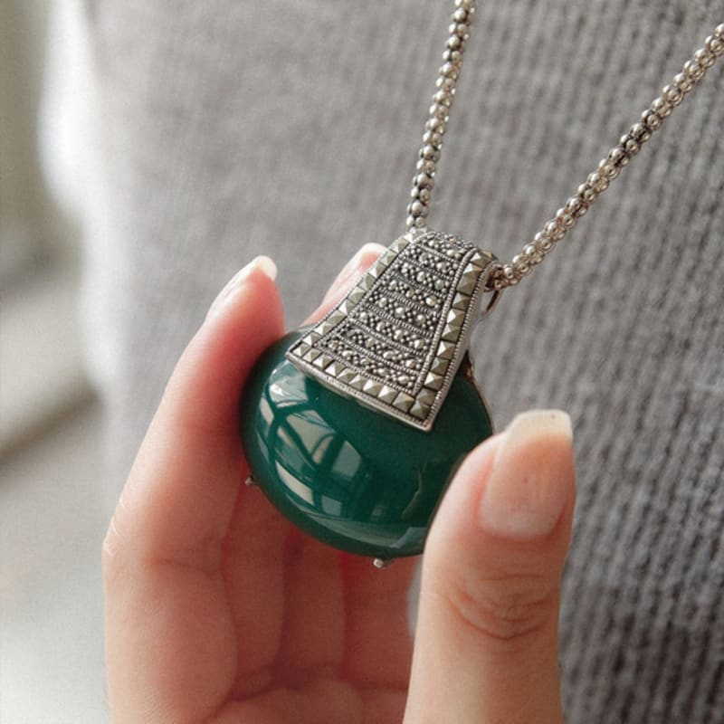 

J.Lauren Chumano Gemstone Macasite Silver Necklace Bn0543 single type