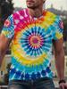 Vintage Men's T-Shirt Tie-Dye Style 3D Print Short Sleeve Casual T-Shirt Summer Men Top Round Neck Tee Y2k T-Shirts Men Clothing
