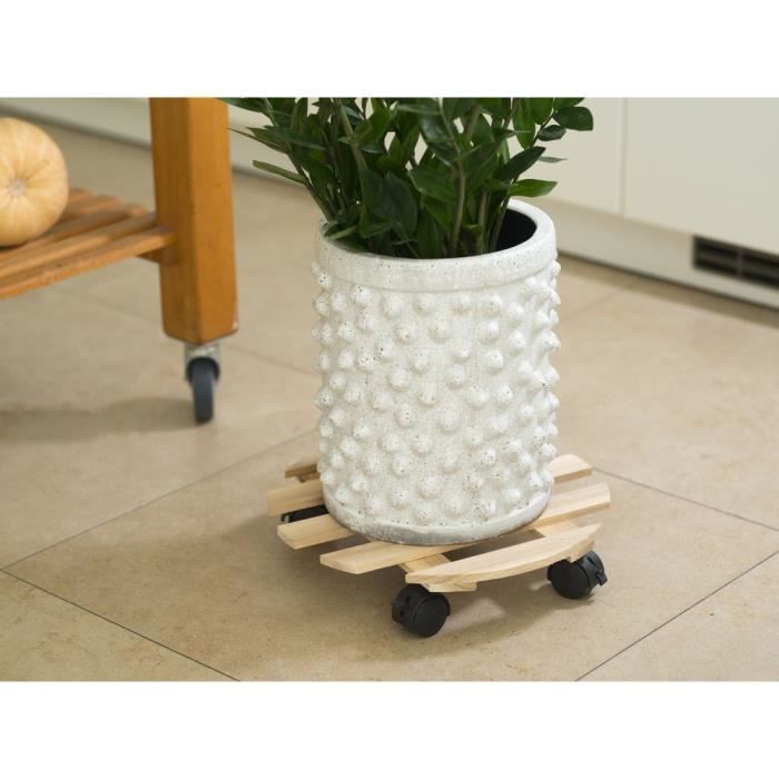 NATURE Tablette à roulettes pour plantes - Sapin - H7,4 x Ø35 cm