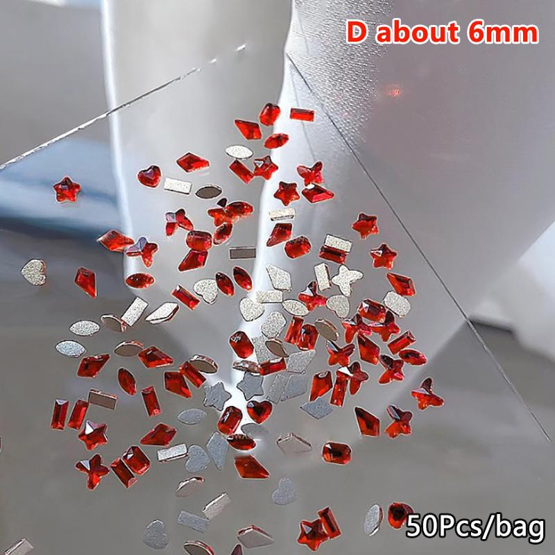 50 Stück Mini Rhombus Nagel Flache Unterseite Nagelkunst Edelsteine Schimmernde Maniküre Spitze 3D Nagelkunst Dekoration