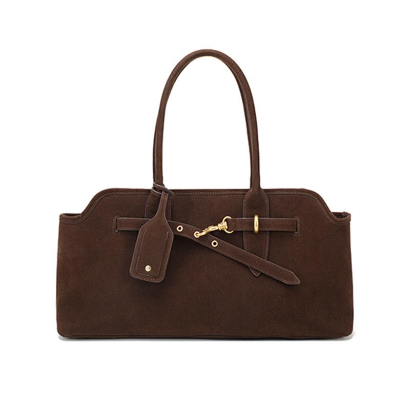 Niche Suede Leather Bag, Women's Retro Large Capacity Handbag, Simple Commuting Shoulder Bag, Tote Bag