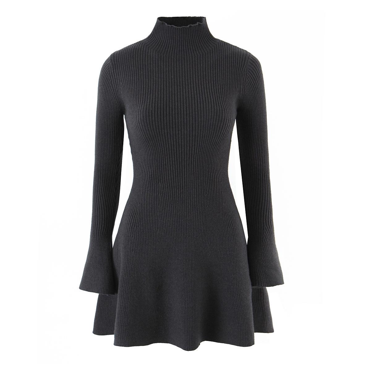 

European Style High Neck Slim Fit Knit Dress for Women - Sexy Fashion Hip Wrap Skirt (2025 New Collection) Medium сірий колір