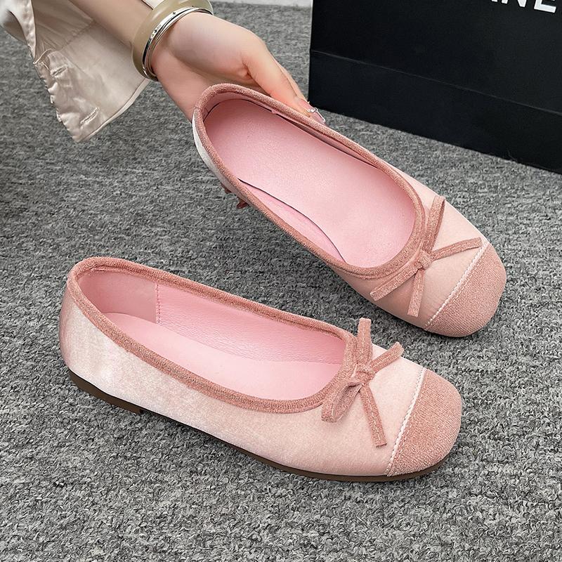 Square Ballet Shoes Women's 2025 New Sweet Flat Soft Bottom French Retro Leather Shallow Mouth Shoes Zapatillas Mujer