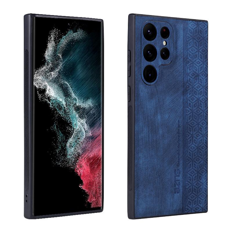 Applicable to Samsung S25Ultra mobile phone case, new skin feeling s24 printed leather pattern anti-drop A26 business protective case