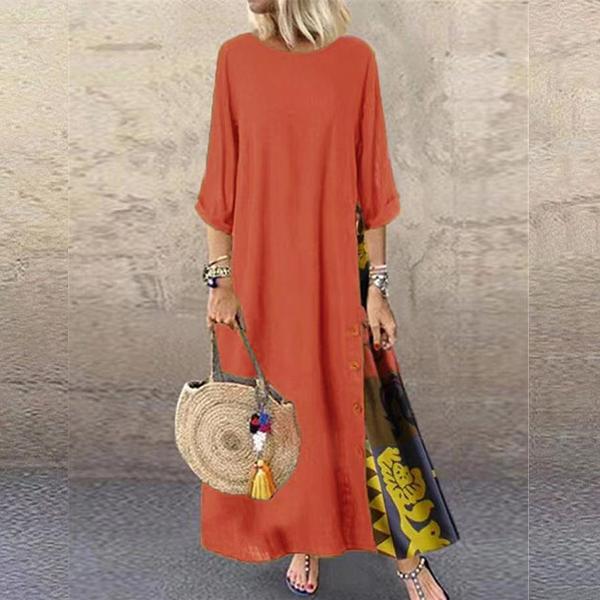 Plus Size Women’s Fashion Casual Loose Dress Big Swing Half Sleeve Long Dress Floral Holiday Maxi Dress Vestidos Longos Robe