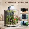 36L Tempered Glass Home Aquarium with Integrated Filter and LED Light, 30x30x45.5 cm, Black