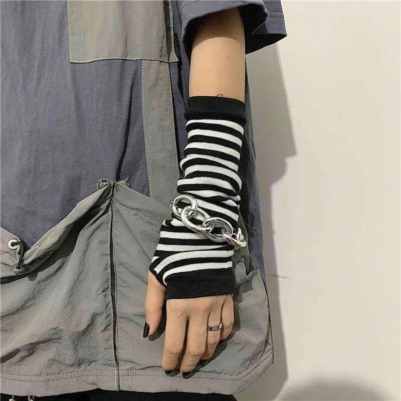 Outdoor Punk Long Fingerless Gloves Cuff For Women Men Outdoor Hip-hop Glove Elbow Mittens Cool Stretch Winter Arm Warmer Mitten