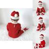 Adorable Christmas Baby Knitted Romper Jumpsuit Outfit W/ Santa Claus Sweater Hat