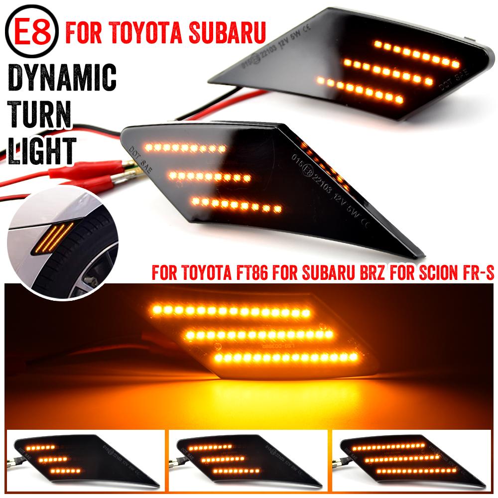 For Toyota 86 FT86 GT86 For Scion FR-S For Subaru BRZ Car LED Dynamic Turn Signal Light Side Marker Fender Lamp Accessories
