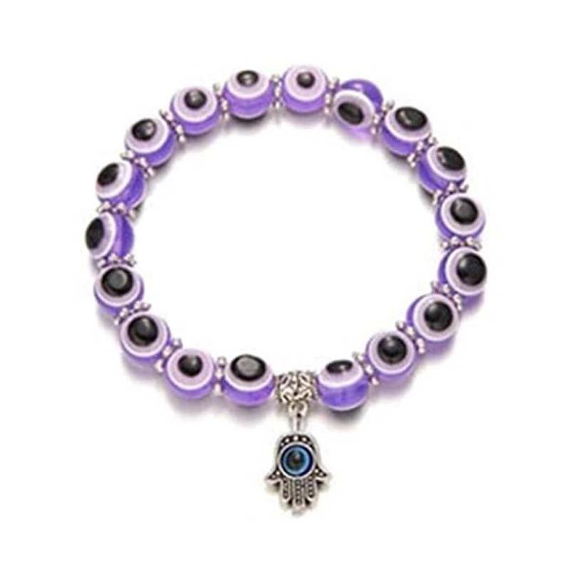 Handmade Bohemian Colorful Evil Eye Seed Bead Charm Bracelet For Women Elastic Beach Bangle Jewelry