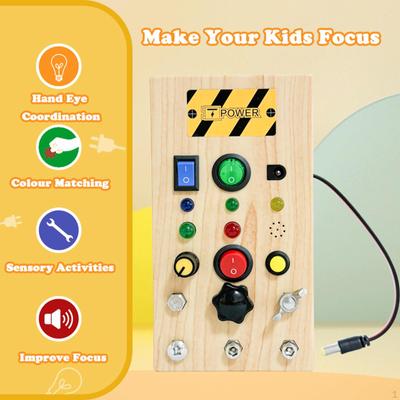 Activity Board Montessori Toys Wooden Control Panel Travel Toy Learning Skills for Toddlers