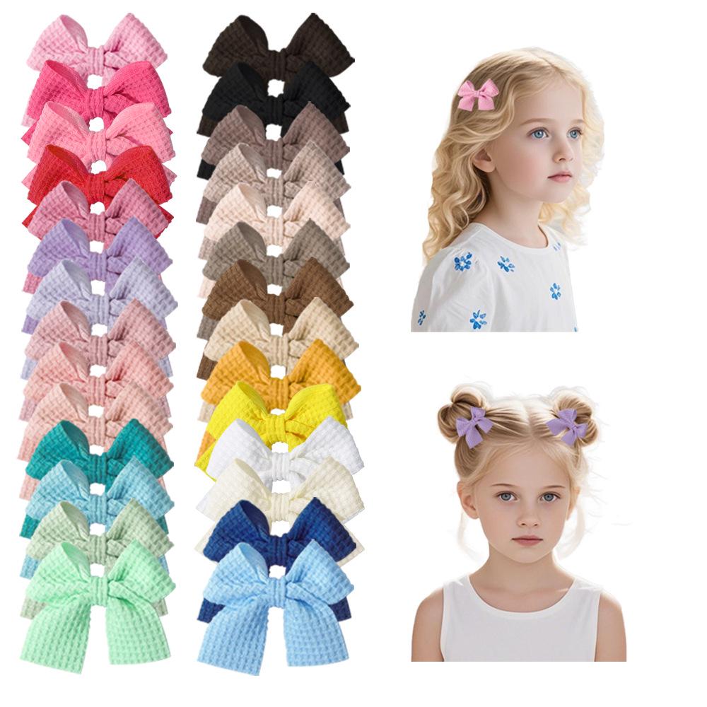 Popular Handmade Fabric Bow Hair Clips for Girls - Macaron Duckbill Style