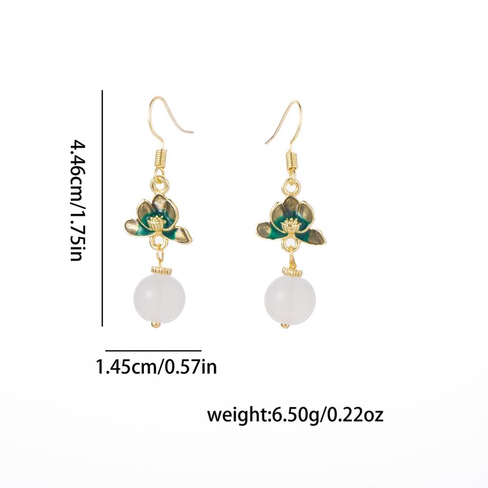 New Elegant Chinese Style Enamel Lotus Pearl Women s Earrings Summer New Arrival Versatile High Quality Jewelry Accessories