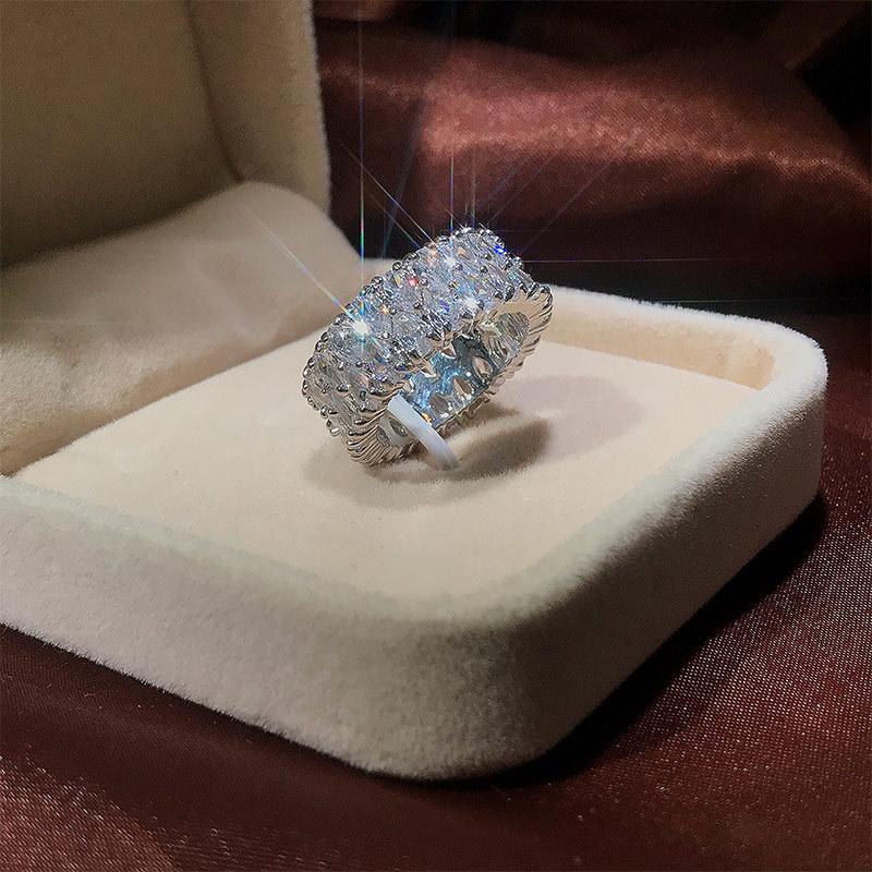 European & American Fashion AAA Grade Double Row Teardrop Zircon Ring - Trendy Accessory