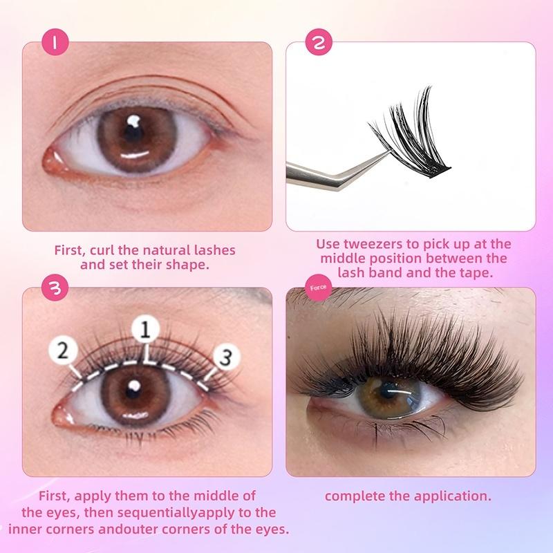 Lightweight Cluster Lash Kit 30D 40D 50D 60D Natural Eyelash Extensions Segmented Volumizing Lashes for Daily Wear Home Use
