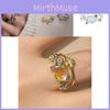 Colorful Zircon Opal Ring For Women Adjustable Open Design With Chic Geometric Style