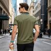 Men's Short Sleeve Polo Shirt Classic Fit Button Down Collar Pocket Design Casual Lightweight Breathable Top for Daily Wear