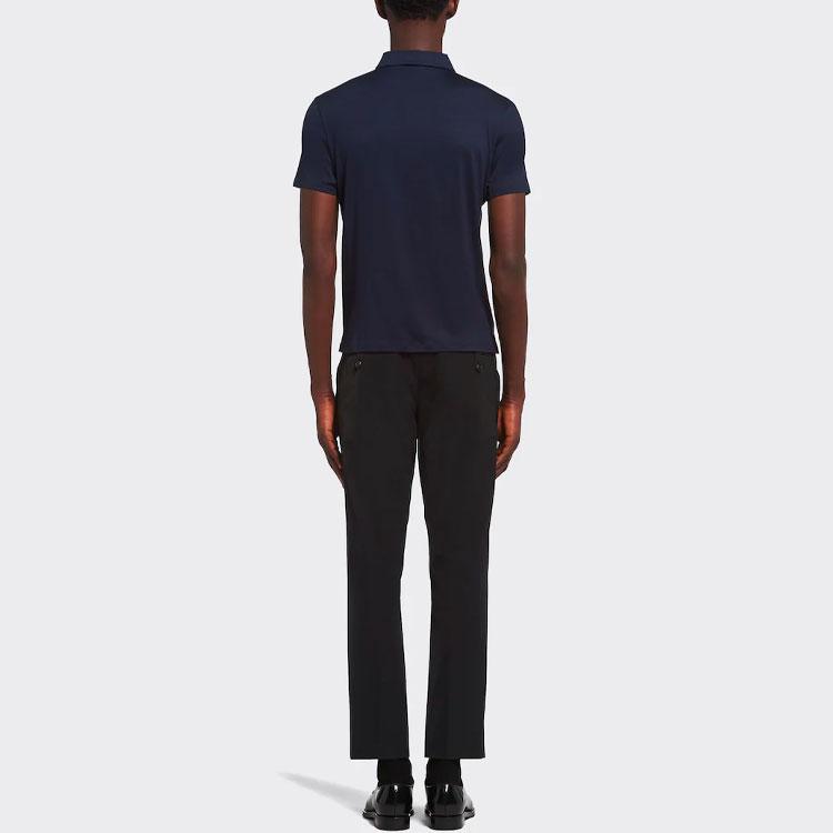 Prada Polo Shirts Men's Blue Polo Collar Moderate Straight Fit UJN714-1YDQ-F0124-S-211