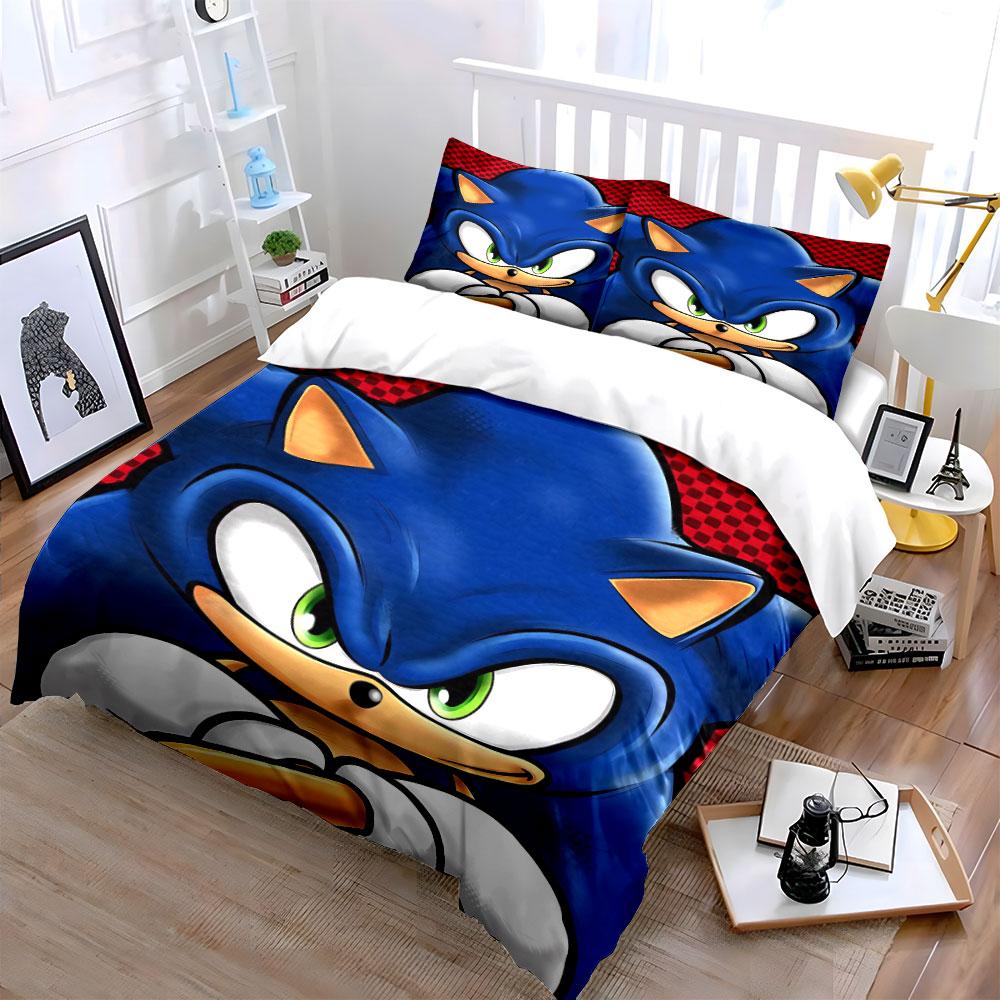 Blue hedgehog face design. Bedding sets Duvet cover sets Duvet covers Pillowcases(1 * Duvet Cover 2 * Pillowcases without duvet insert)