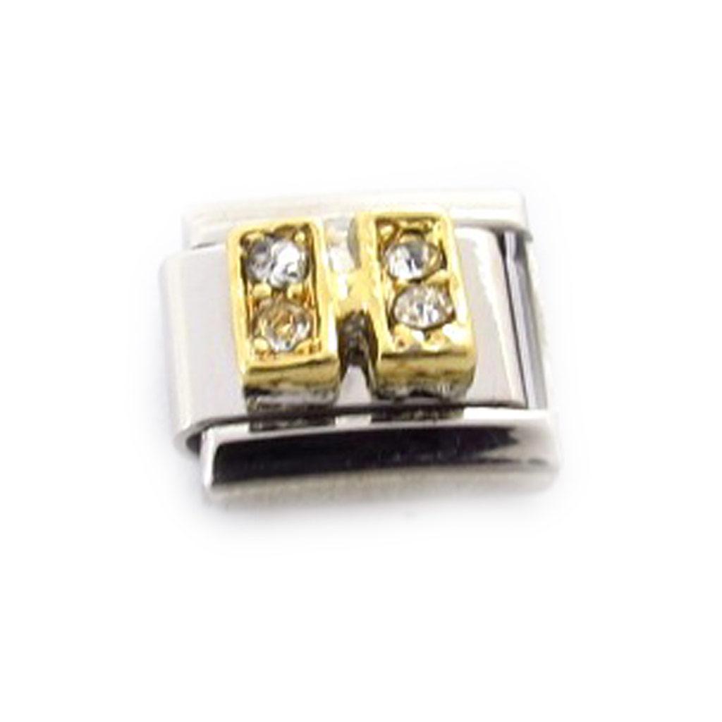 Les Trésors De Lily [C6048] - 'H' Letter Gold White Mesh